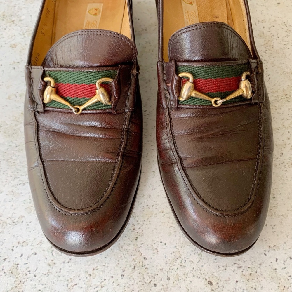 VINTAGE GUCCI Horsebit Loafers 80s Brown 36.5 - Picture 4 of 8